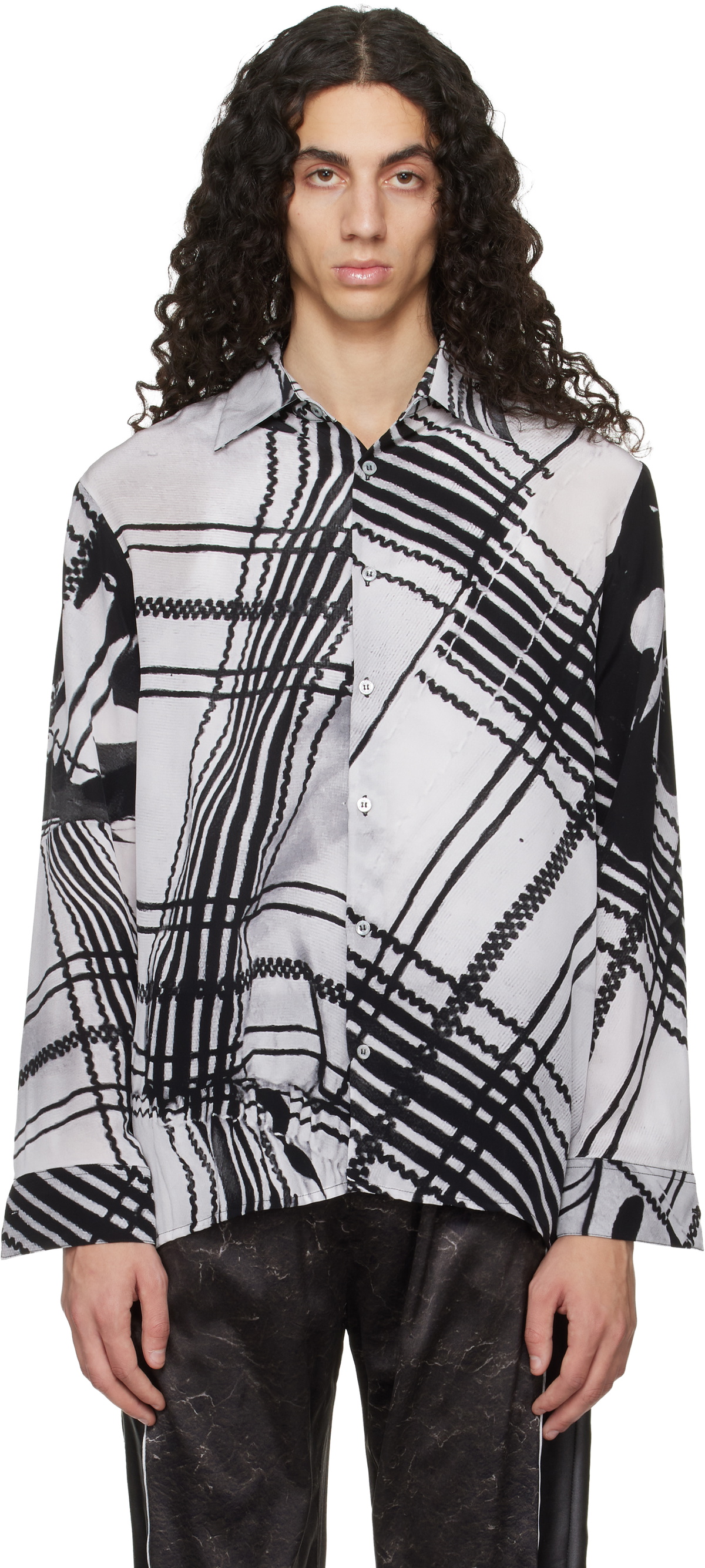 Serapis Black & White Clothing Facilities Silk Shirt