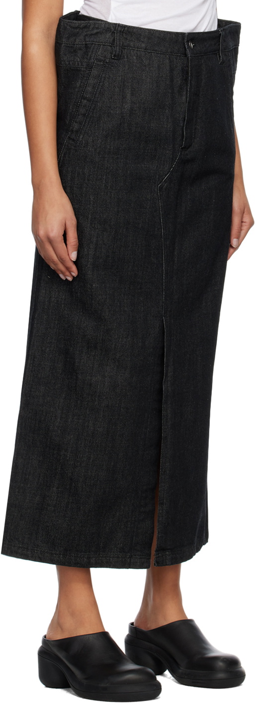 Subtle Le Nguyen Black Flat Denim Maxi Skirt
