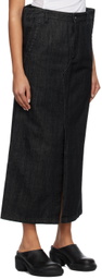 Subtle Le Nguyen Black Flat Denim Maxi Skirt