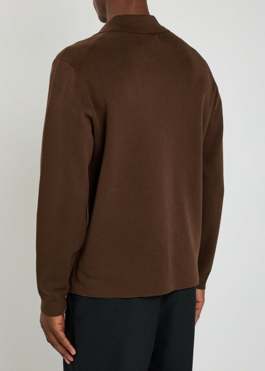 Wax London Carter Cotton-blend Polo Jumper Brown