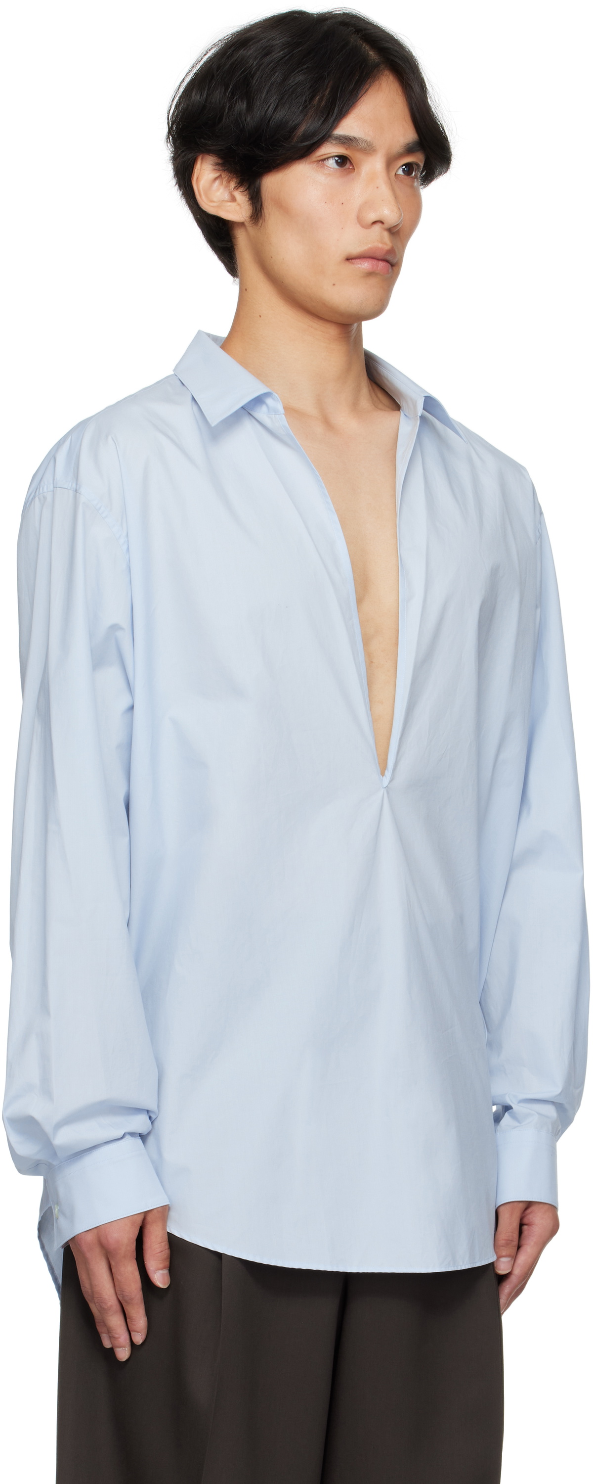 stein Blue Suvin Cotton Oversized Skipper Shirt