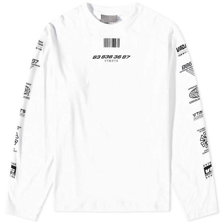 Photo: VTMNTS Men's Long Sleeve Rights Reserved T-Shirt in White