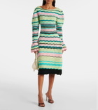 Susan Fang Striped puff-sleeve midi dress