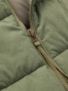 Greg Lauren - Faux Fur-Trimmed Quilted Cotton-Blend Twill and Denim Hooded Jacket - Green
