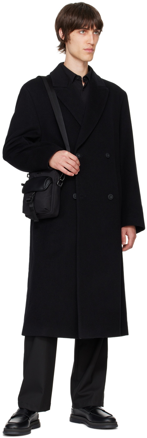 Hugo Black Double-Breasted Coat