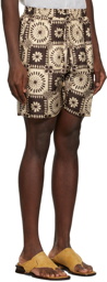 Nanushka Brown & Beige Doxxi Shorts