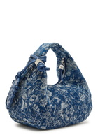 Ganni Hobo Mini Floral-jacquard Woven top Handle bag - Denim - One Size