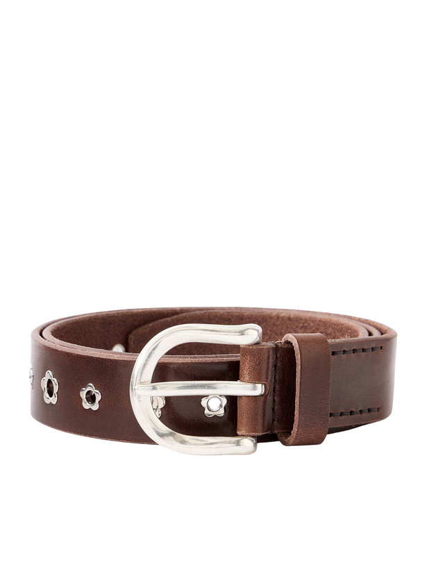 Photo: Our Legacy - 3.5cm Flower Embellished Leather Belt - Brown
