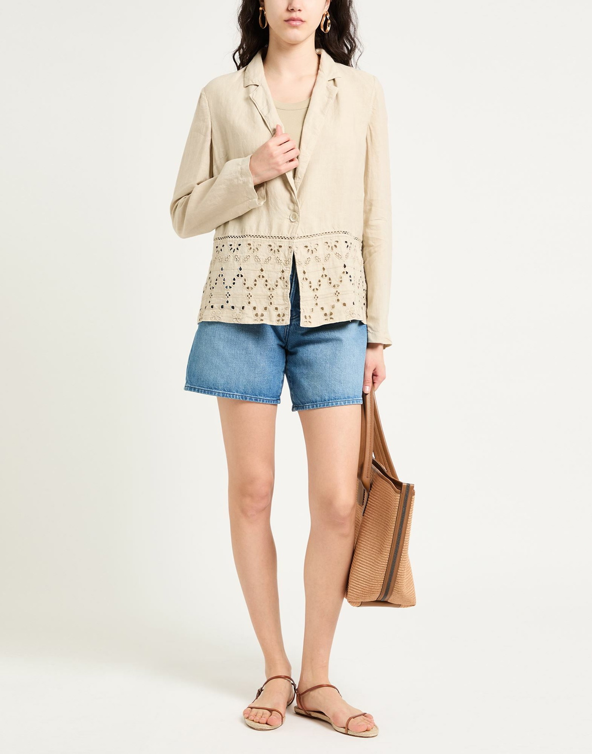 120% Lino Womens Blazer in Beige