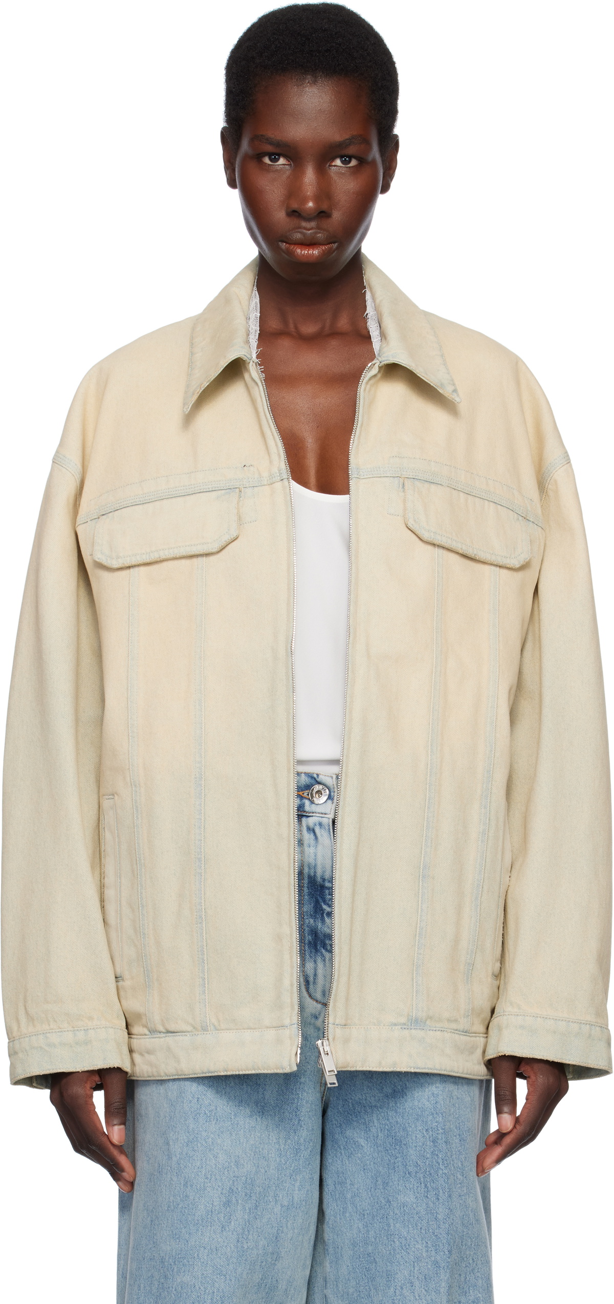 Stella McCartney Blue Sand Overdyed Denim Jacket