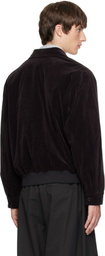 AMOMENTO Brown Velvet Zip-Up Bomber Jacket