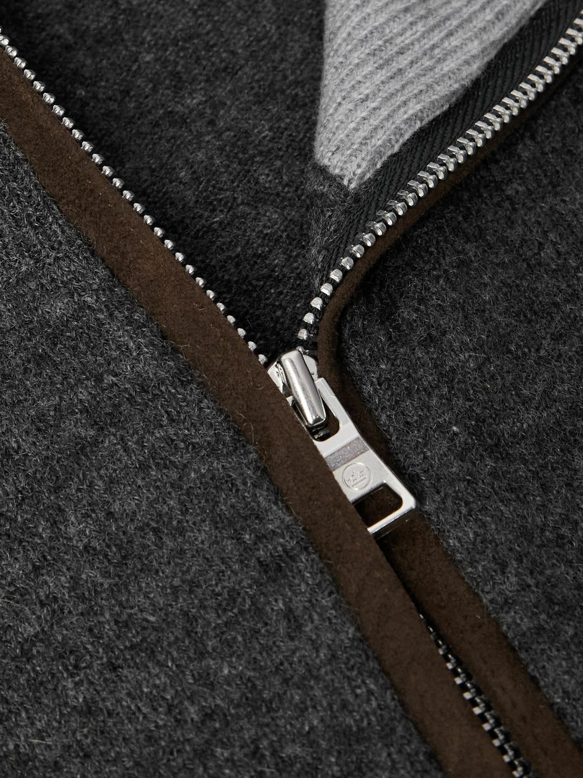 Peter Millar - Suede-Trimmed Cashmere Flex Half-Zip Sweater - Gray