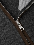 Peter Millar - Suede-Trimmed Cashmere Flex Half-Zip Sweater - Gray