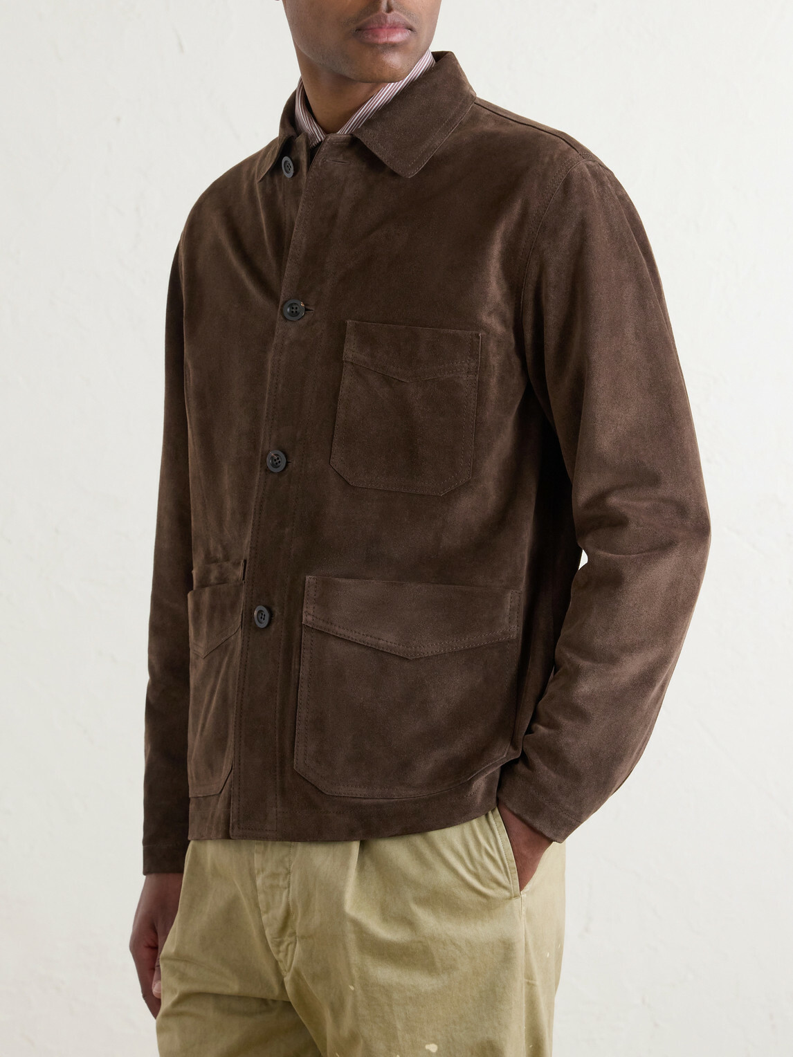 Drake's - Suede Chore Jacket - Brown