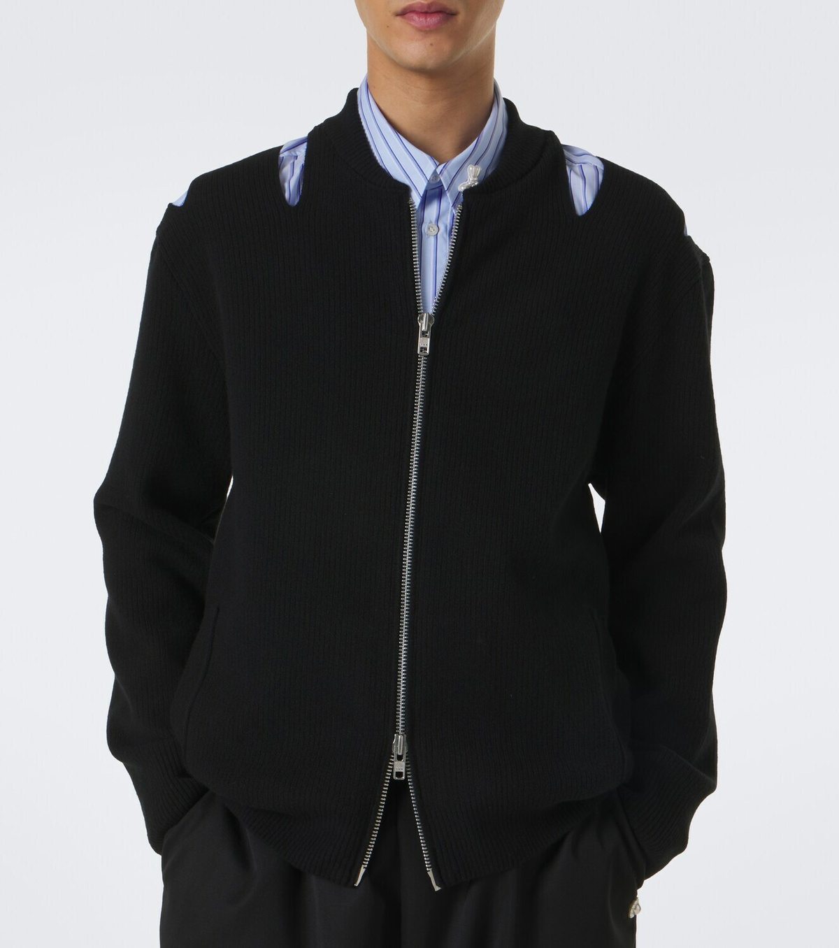 Simone Rocha Cutout wool-blend zip-up cardigan