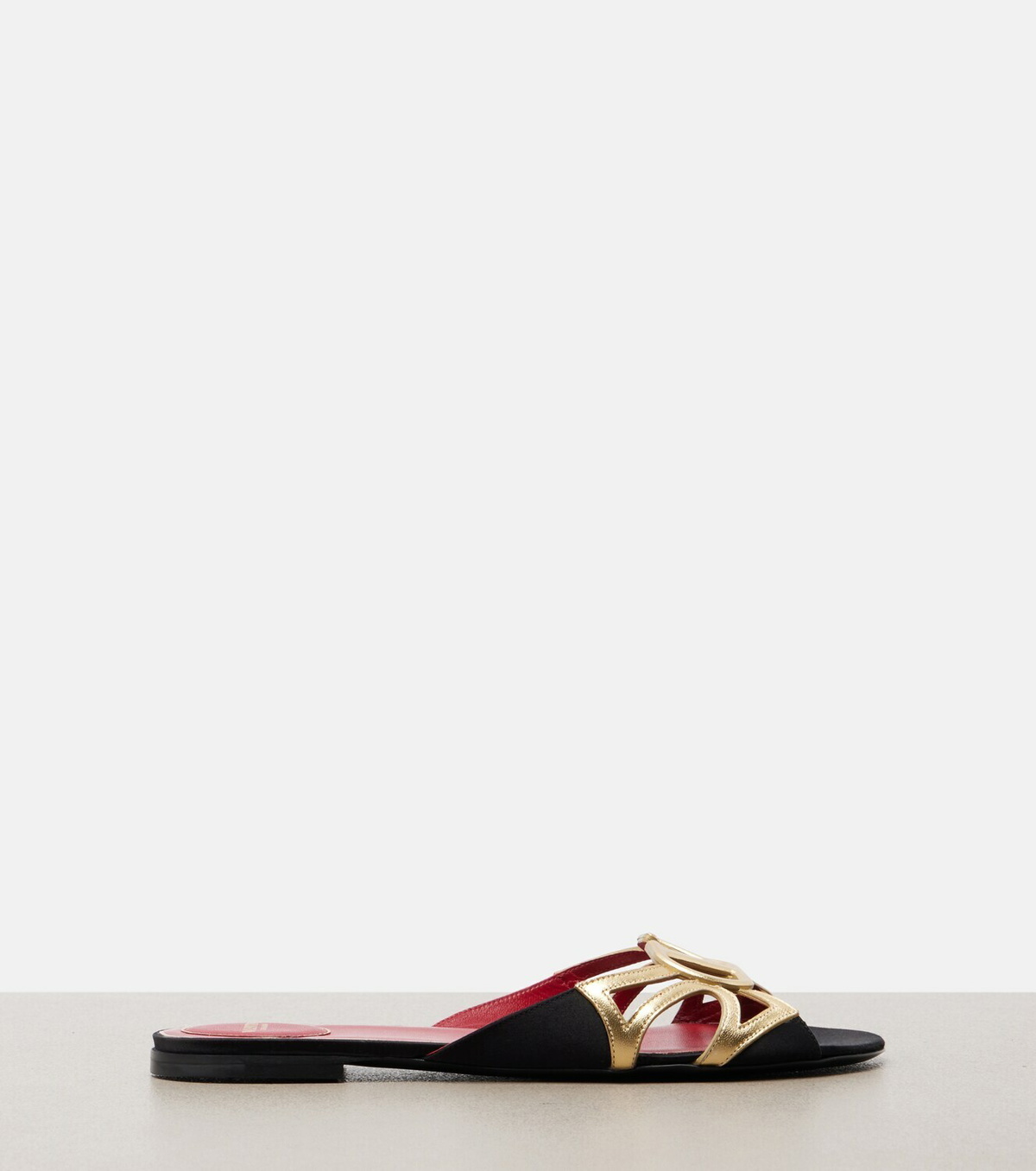 Valentino Garavani Wonderweb VLogo metallic leather slides