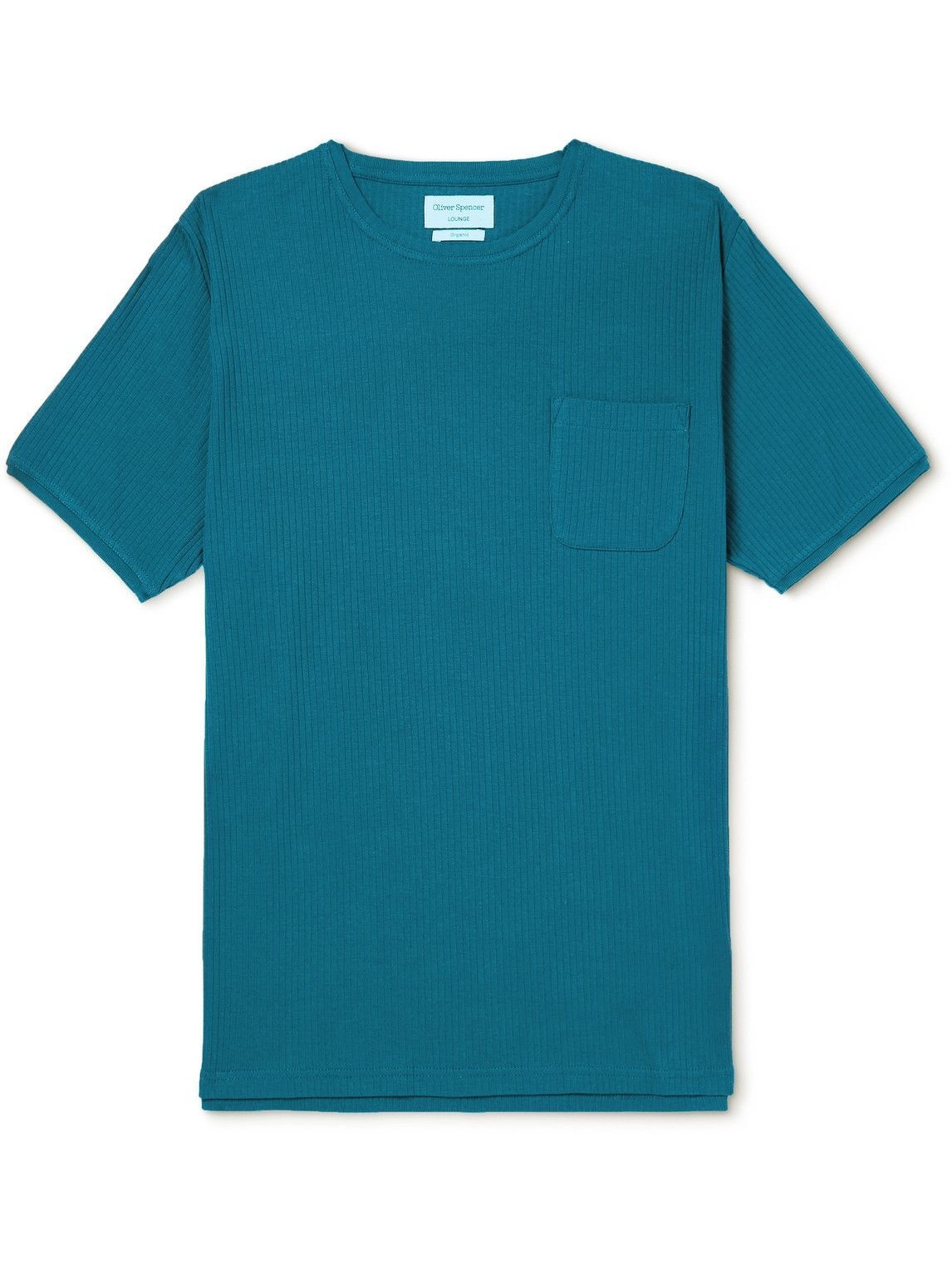 Photo: Oliver Spencer Loungewear - Ribbed Organic Cotton-Jersey T-Shirt - Blue