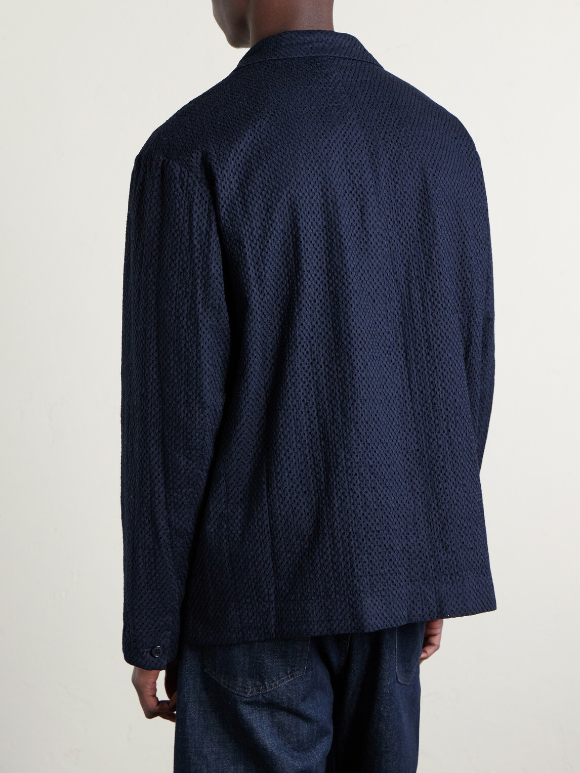 Blue Blue Japan - Textured Cotton Suit Jacket - Blue