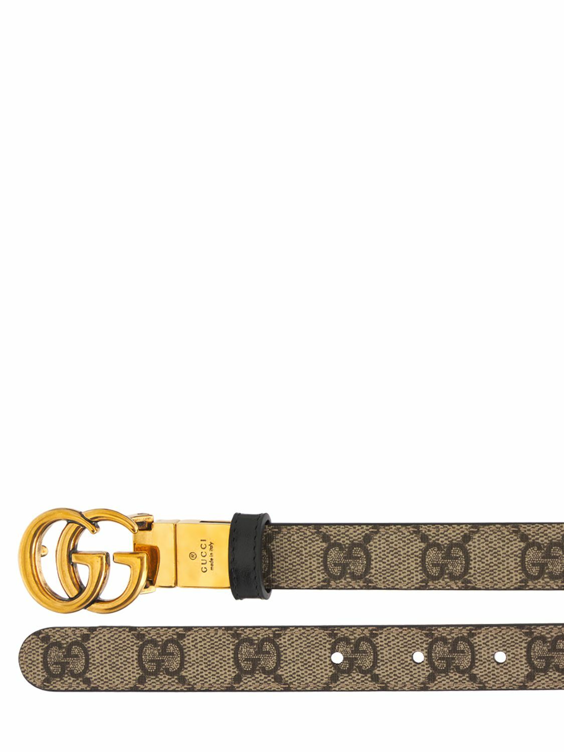 GUCCI - Gg Marmont Reversible Thin Leather Belt Gucci
