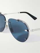 Dior Eyewear - NeoDior A1U Aviator-Style Guilloché Silver-Tone Sunglasses