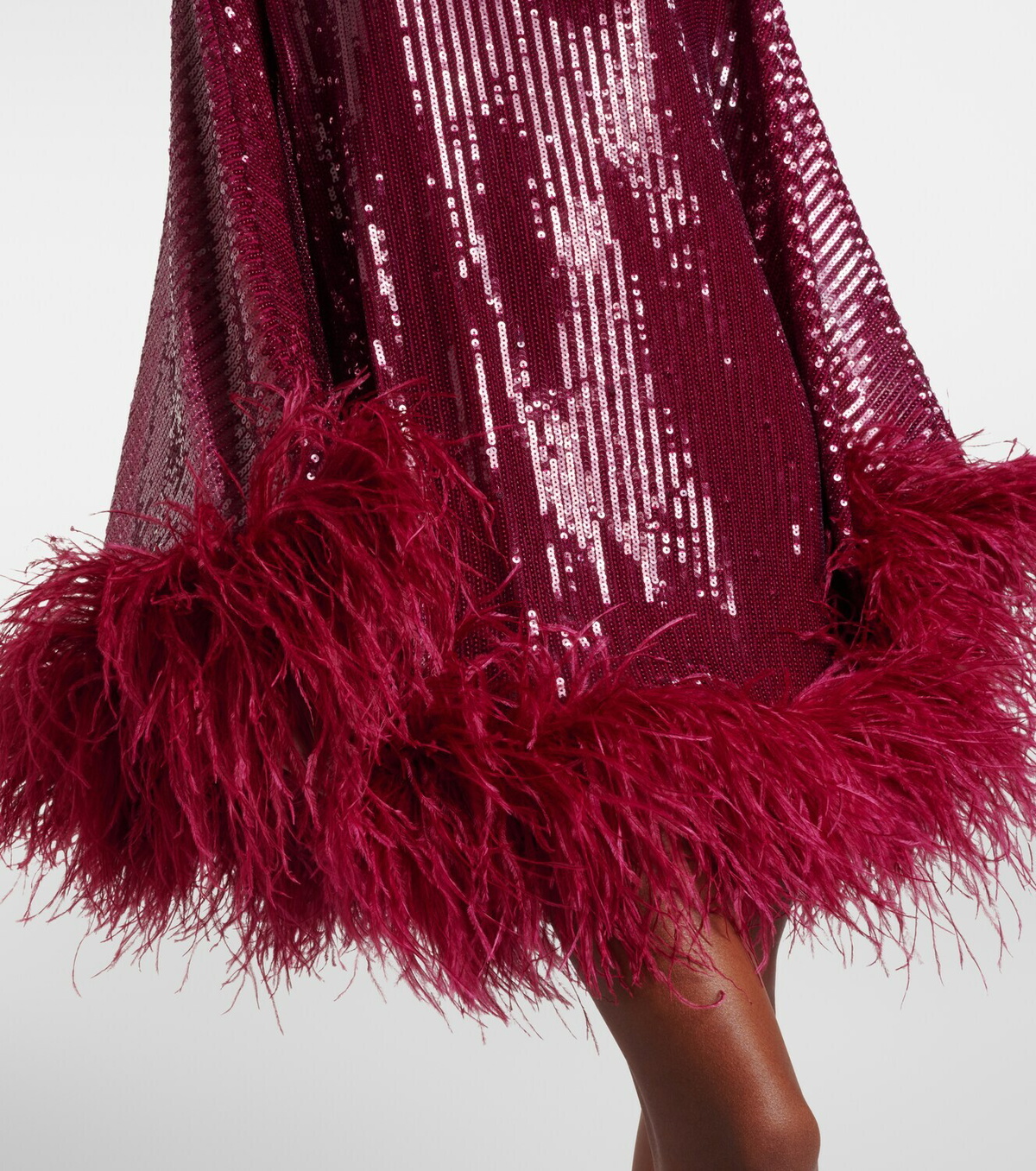 Taller Marmo Vegas sequined feather-trimmed chiffon kaftan