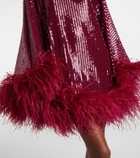 Taller Marmo Vegas sequined feather-trimmed chiffon kaftan