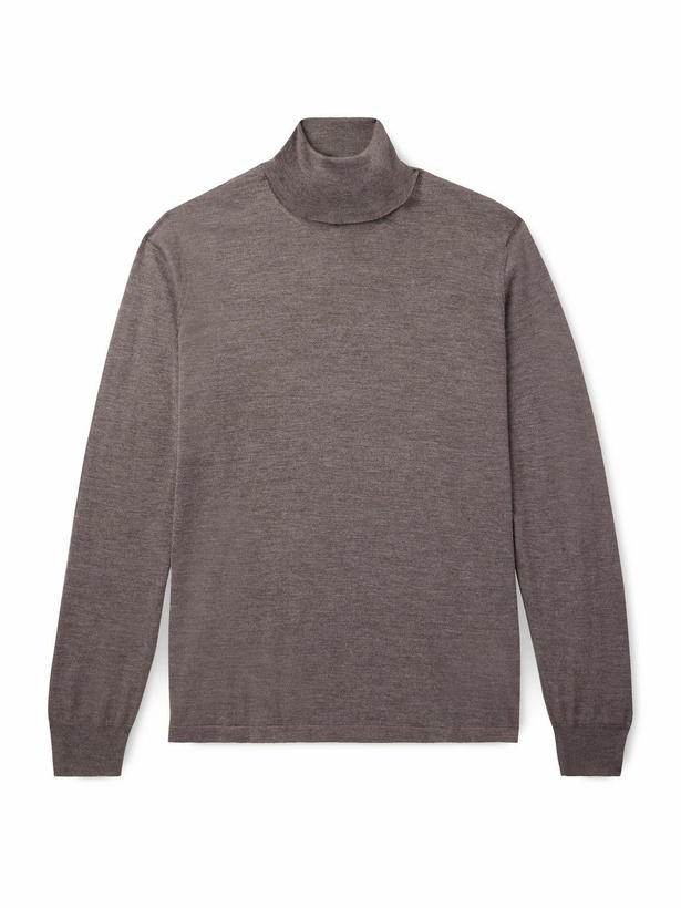 Photo: Thom Sweeney - Cashmere and Silk-Blend Rollneck Sweater - Brown