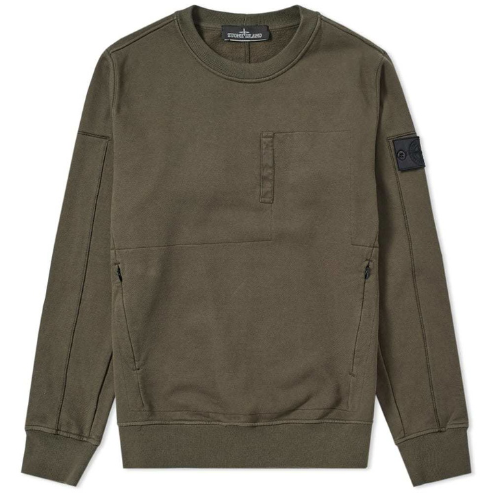 Photo: Stone Island Shadow Project Diagonal Weave Crew Sweat Green