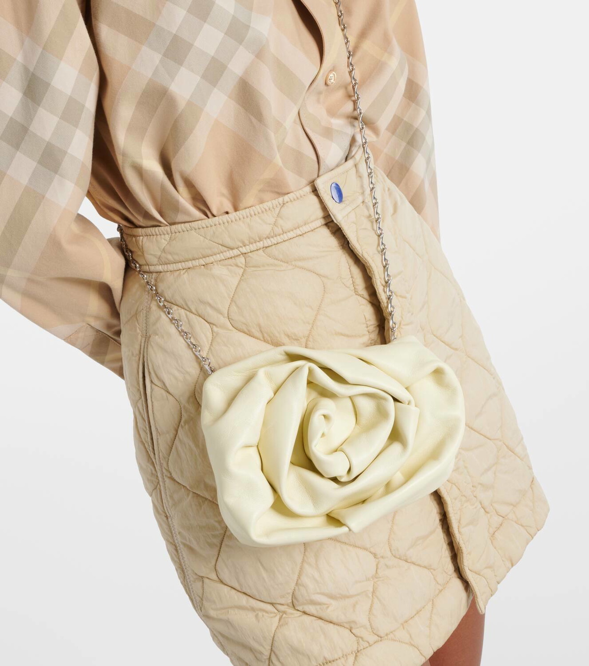 トートバッグ Burberry Rose Checkered Ruched Clutch Bag Burberry Rose Check Clutch Bag - Bergdorf Goodman