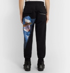 Undercover - Valentino Tapered Printed Fleece-Back Cotton-Jersey Sweatpants - Black