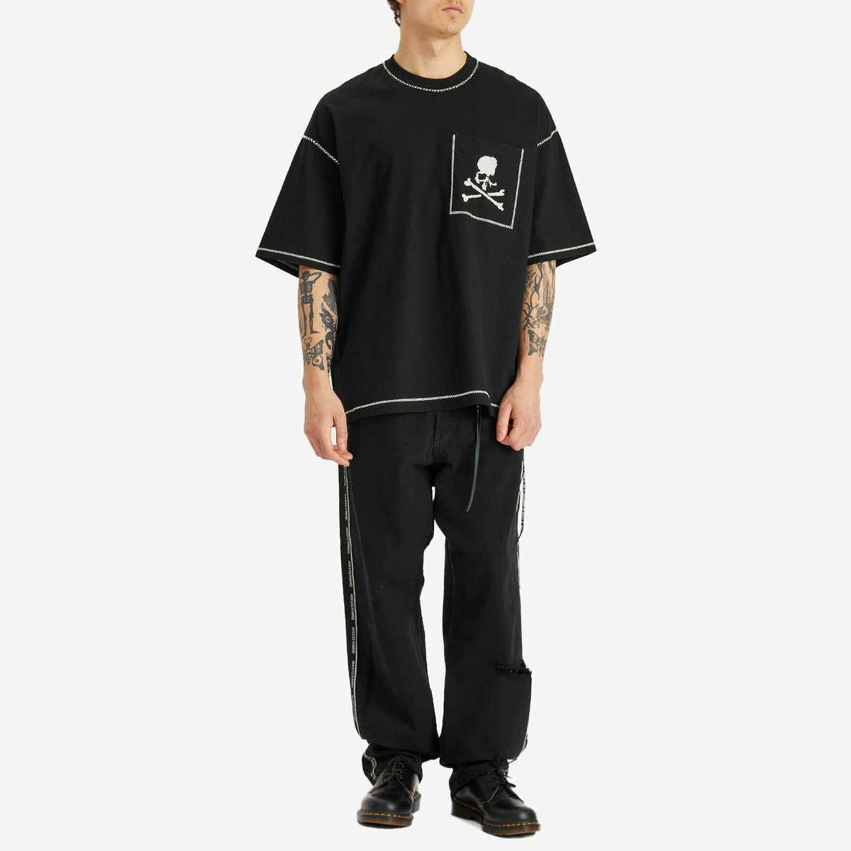 mastermind JAPAN Men's Cross-Stitch T-Shirt in Black