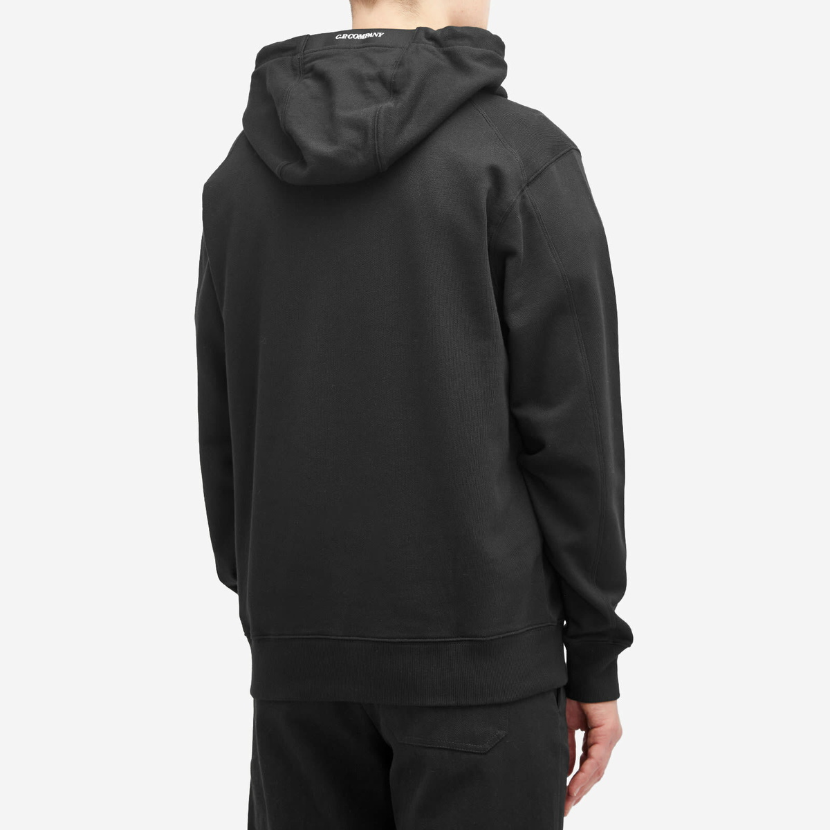 C.P. Company Men's Diagonal Raised Lens Hoody in Black C.P.