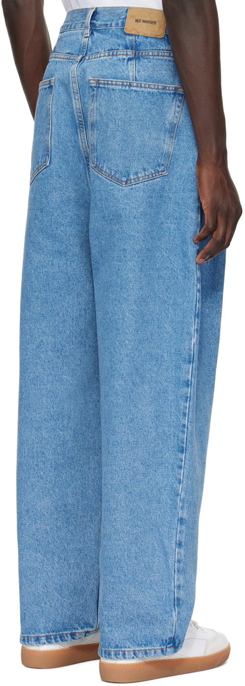 Hed Mayner Blue Pleated Jeans Hed Mayner