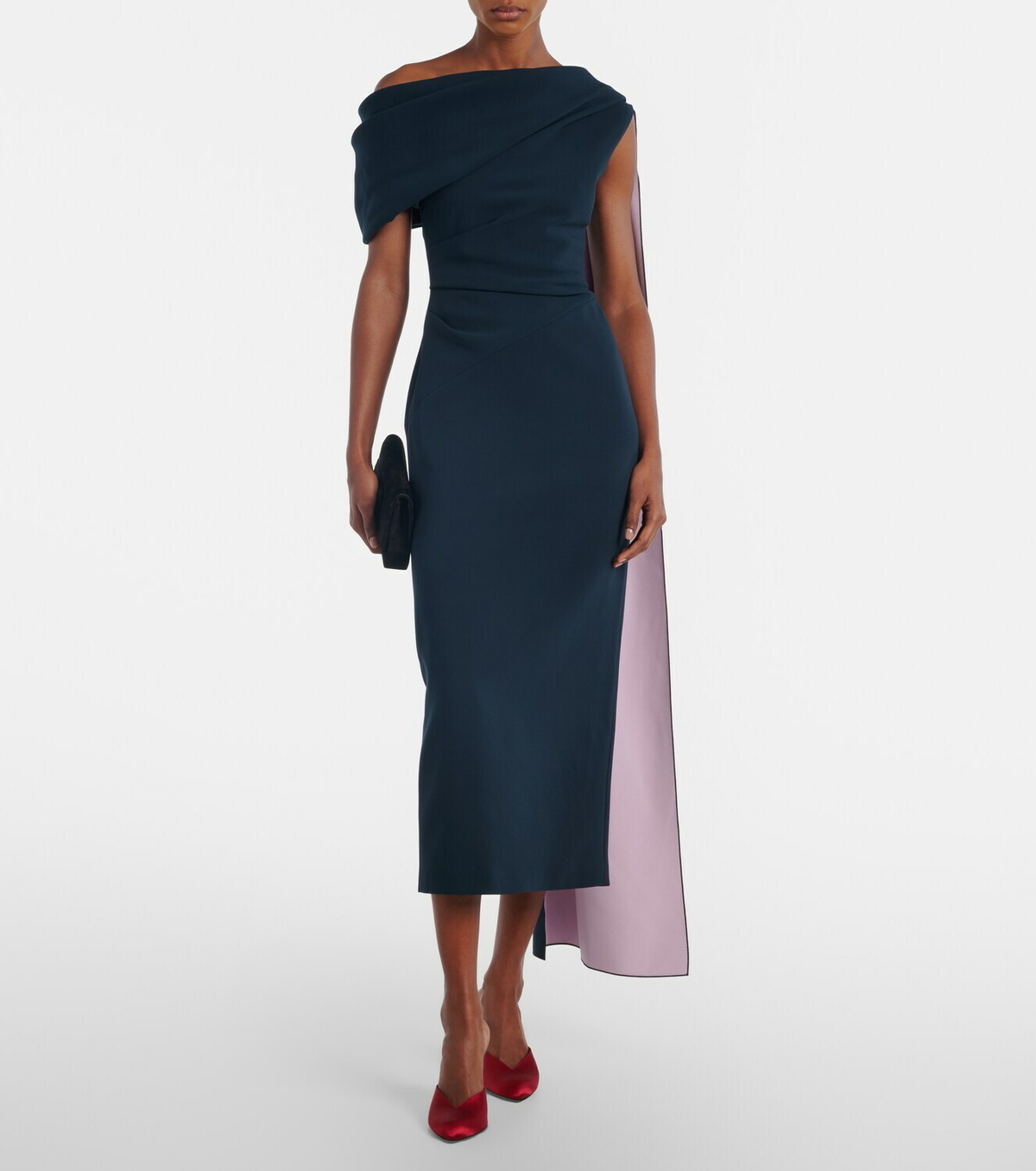 Roksanda Maite caped off-shoulder midi dress
