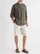 Massimo Alba - Grandad-Collar Linen-Gauze Shirt - Green