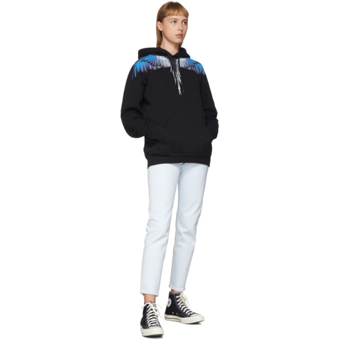 Marcelo Burlon County of Milan Black and Blue Wings Hoodie