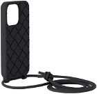 Bottega Veneta Black Intreccio Strap iPhone 14 Pro Case