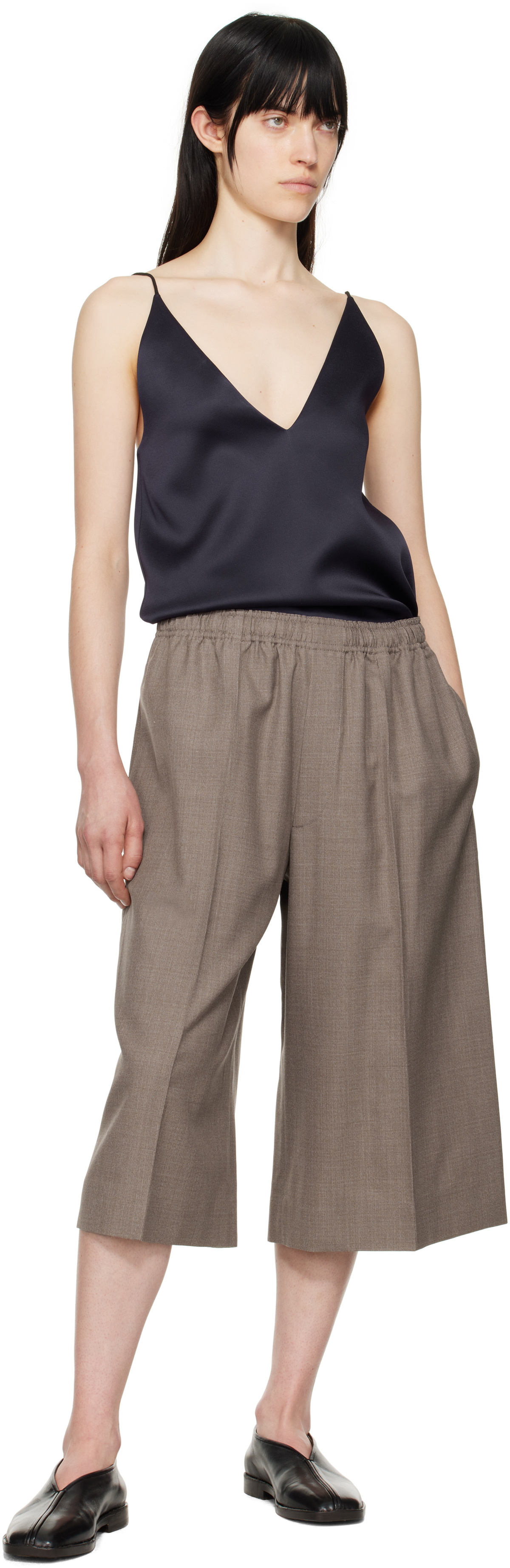 Carven Taupe Elastic Waist Shorts