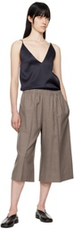 Carven Taupe Elastic Waist Shorts
