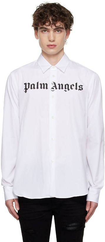 Photo: Palm Angels White Logo Shirt