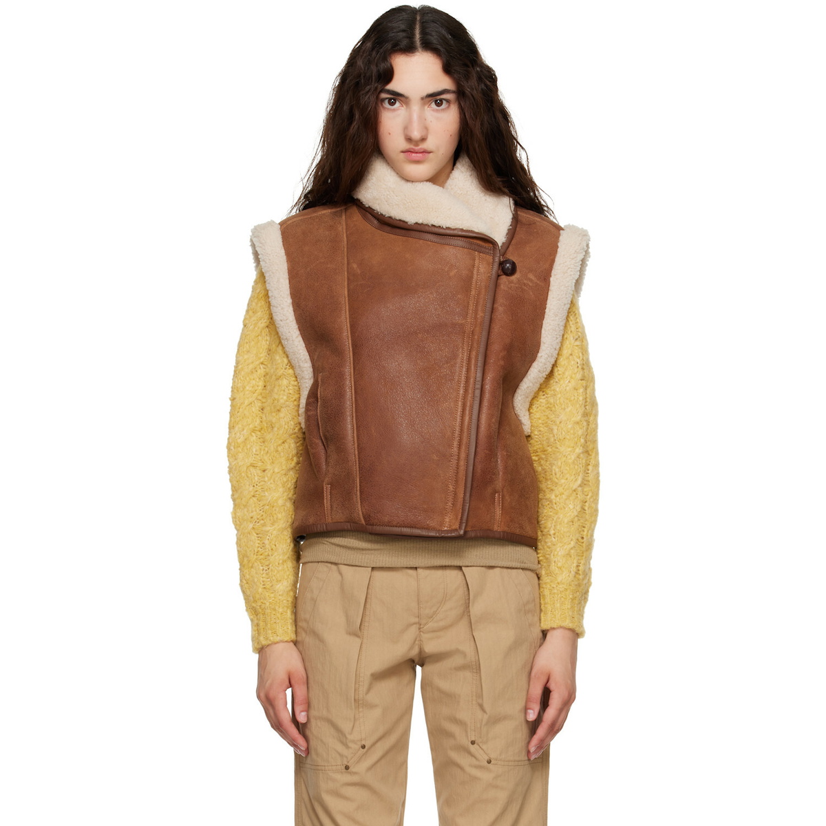 Isabel Marant Brown Alime Shearling Vest