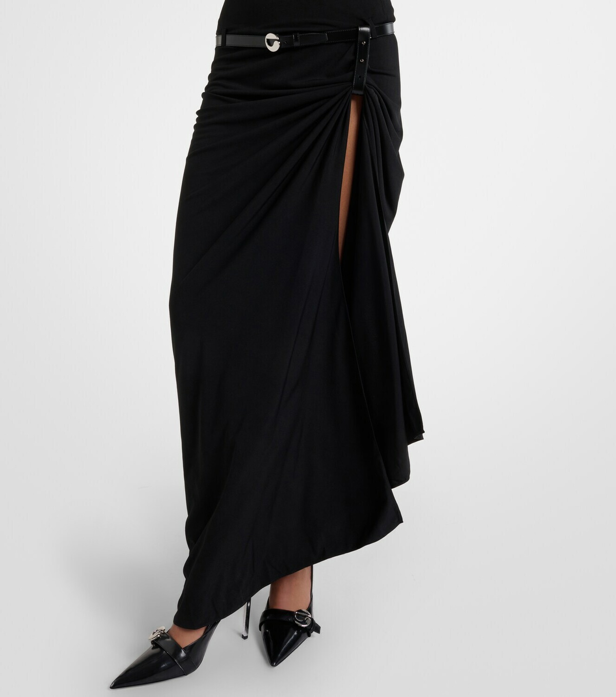 Coperni Belted asymmetric draped halterneck maxi dress