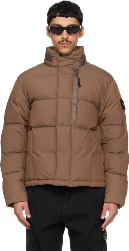 Photo: Stone Island Brown 4100083 Cotton Nylon Tela Down Jacket