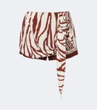 Jacques Wei Leather-trimmed printed shorts