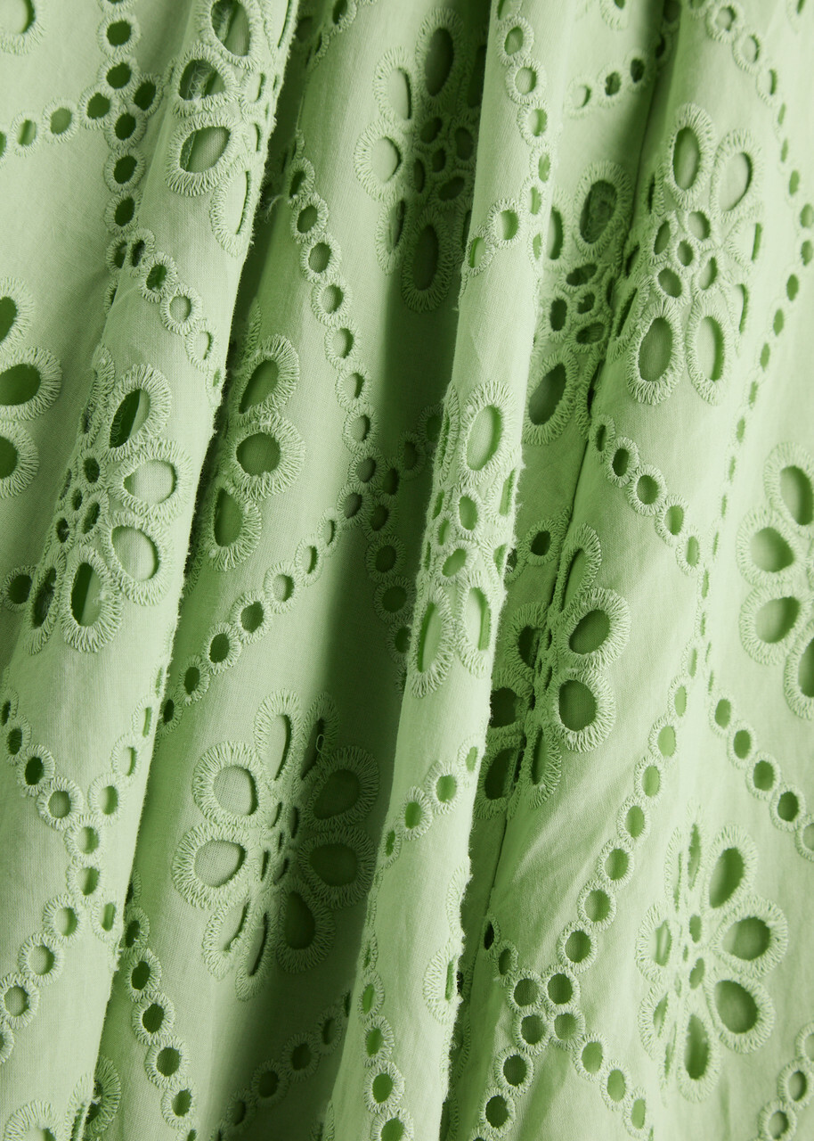 Kitri Chiara Broderie Anglaise Cotton Midi Dress Light Green