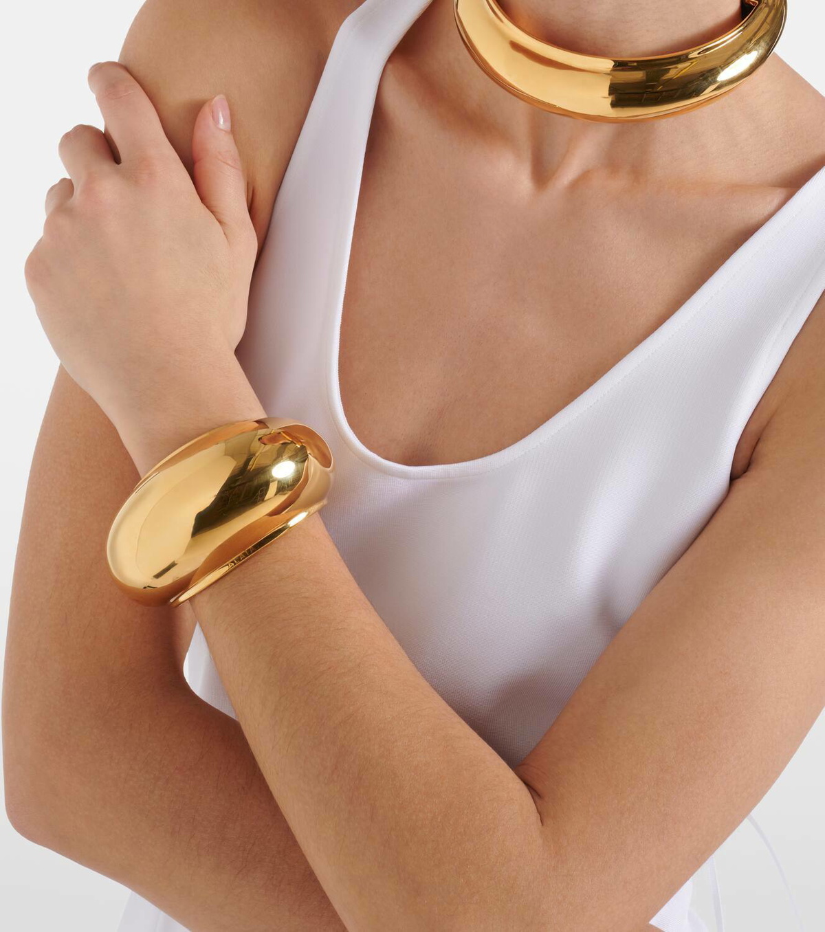 ALAÏA バングル CUFF L Alaïa Bumper leather-trimmed cuff bracelet ALAÏA