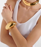 Alaïa Bumper leather-trimmed cuff bracelet