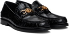 Versace Black Croc-Effect Medusa '95 Loafers