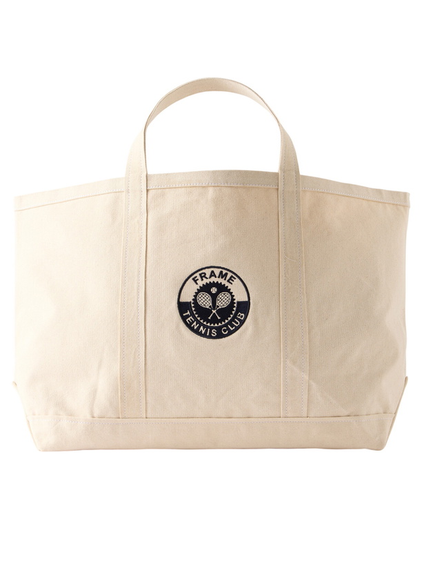 Photo: FRAME - Logo-Appliquéd Cotton-Canvas Tennis Tote Bag