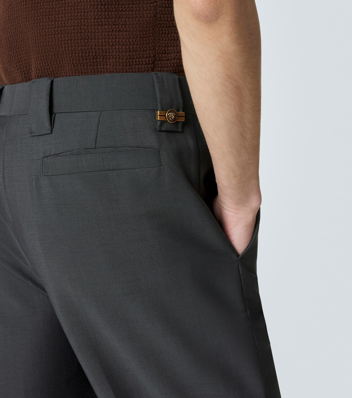 Versace Cropped wool and mohair straight pants